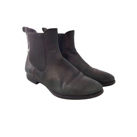 UGG Australia Jo Chelsea Boot Size 8 Pull On Brown Leather Ankle Bootie Outdoor - Picture 1 of 9